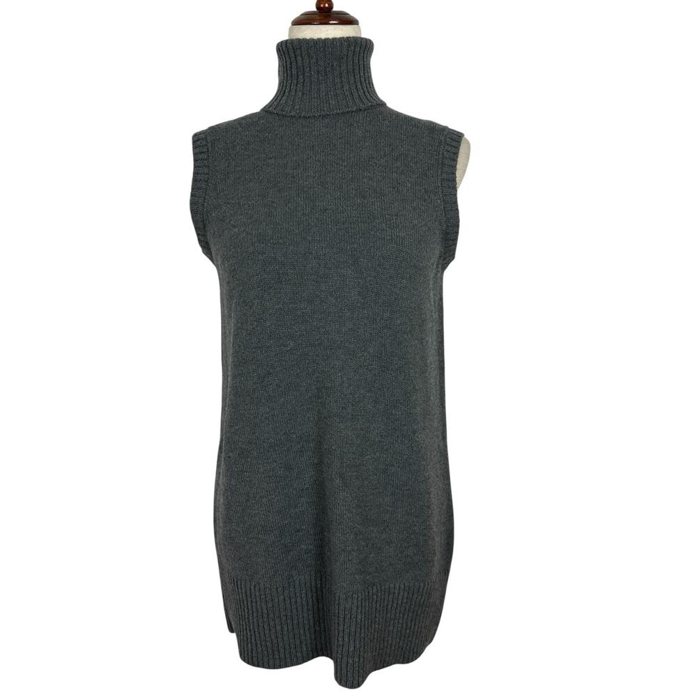 Akris Punto Top Women 6 US Grey Wool Cashmere Turtleneck Sleeveless Minimalist - Picture 2 of 14